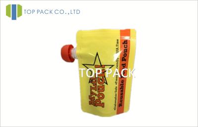 China Plastic Spouted Liquid Pouch Packaging Yellow / Red 80mic to 200mic for sale