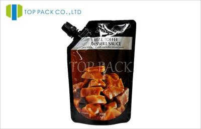 China Laminated Spouted Pouches Packaging For Sauce Packaging , Black 300g Plastic for sale