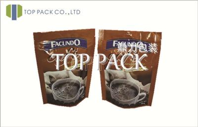 China Brown 80 - 200micron Printed Coffee Bags PET / AL / PE With Zipper for sale