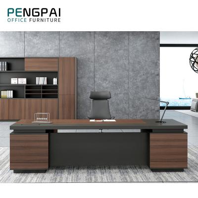 China New Design Modern Large Office Furniture Modern Executive Desk With Side Table for sale