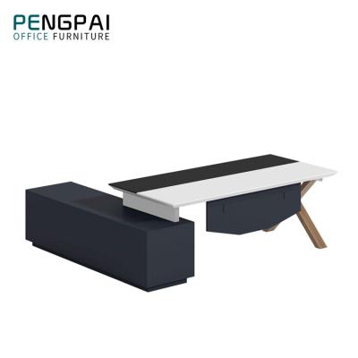 China Office Furniture Solution Pengpai Commercial Furniture CEO Office Set Luxury Executive Table with Side Table for sale