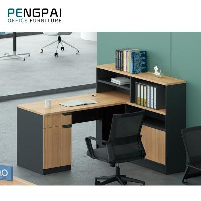 China Waterproof and Scratch Resistant PENGPAI Single Wood Study Working One Person Storage Workstation with Overhead Cabinet for sale