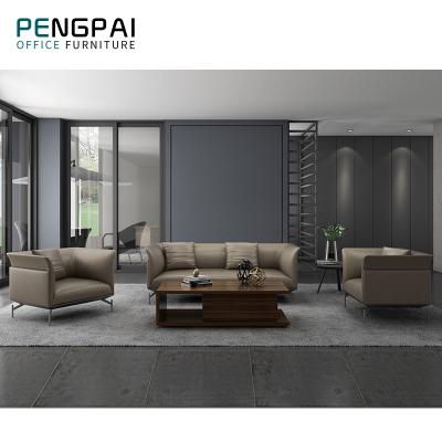 China Modern Design PENGPAI Modern Design Leather Sofa Sets Reception Sofa Furniture Modular Elegant Luxury Office Living Room Modern Leather Sofa Sets for sale