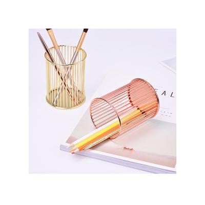 China Household Desktop Pen Cup Iron Basket Pen Holder Storage Box Forged Pen Holder Storage Basket for sale