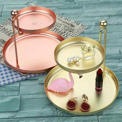 China Nordic Light Luxury Luxury Serving Tray Jewelry Frame Party Gift Metal Style Cake Dish For Kitchen Or Party for sale