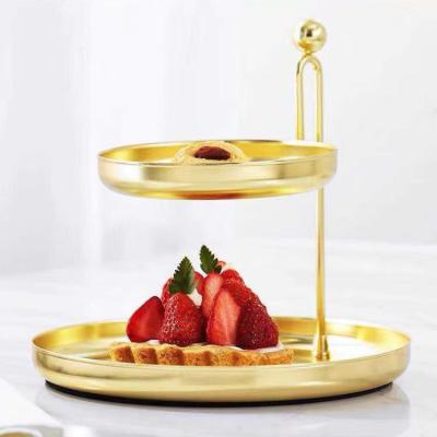 China Nordic Light Luxury Style Metal Fruit Double Row Holder Organizer Cosmetic Decorative Jewelry Perfume Storage Tray for sale