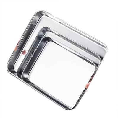 China Mirror Polishing Baking Tray Food Fruit Plate Rectangular Tray Stainless Steel Plate for sale