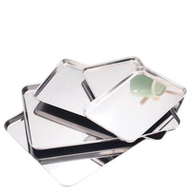 China Mirror Polishing Square Shape Stainless Steel Material Food Tray Serving Tray for sale