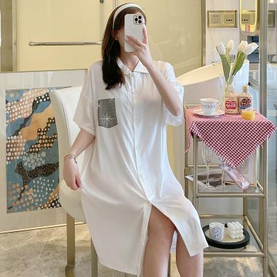 China Wholesale Breathable Pajamas Snow Silk Casual Women's Pajamas Short Sleeve Printed Long Robe Gown Printed Silk Pajamas for sale