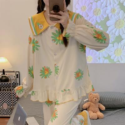 China Wholesale Good Quality Promotional Breathable Pajamas Women Sleepwear Cotton Pajamas Sets 2 Pieces Korea Pajamas for sale