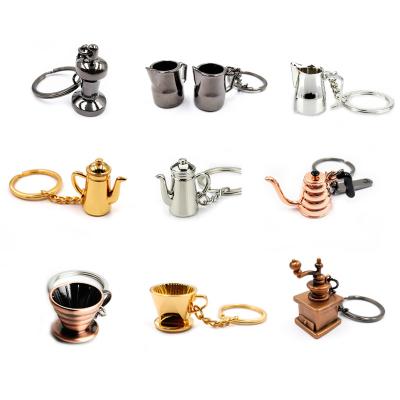 China Eco-Friendly High Quality Tamper Keychain Cafe Style Portafilter Key Chain Coffee Key Chain Accessories for sale