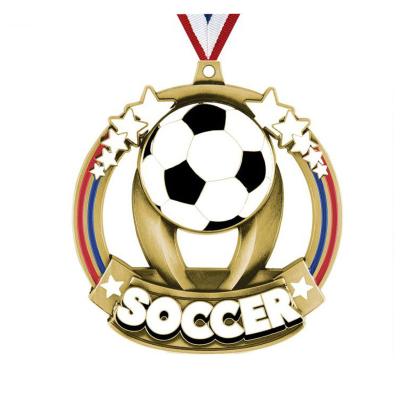 China China Wholesale Custom Blank Metal Baseball Soccer Zinc Alloy Soccer Medals With Ribbon for sale