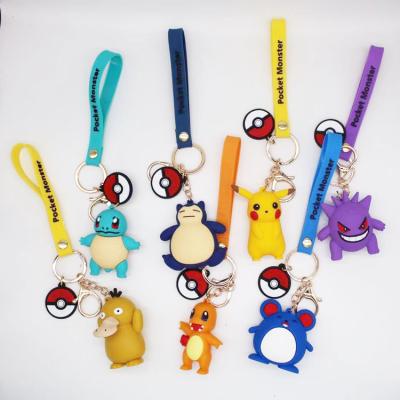 China Decoration pokemon anime pvc 3d custom logo pvc key chain rubber key chain custom for sale