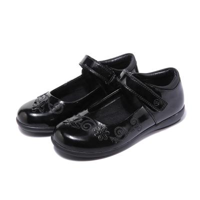 China Children flat black leather flat shoes school shoes kids school shoes for girl for sale