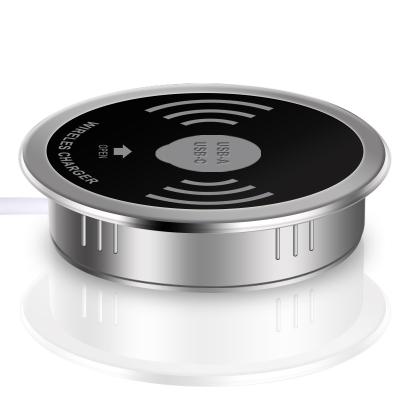 China 2020 Fashion Embedded Mobile Phone Charger Mobile Phone Wireless Desktop Charger For Office KTV Bar Cafe Restaurants Subway Station for sale