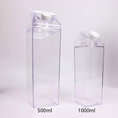 China Cartoon Food Grade 400ml Food 380ml 1000ml Carton Water 1000ml Reusable Clear Acrylic Milk Container 1 Liter Plastic Bottle for sale