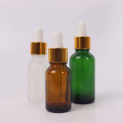 China Cosmetic 10Ml 15Ml 20Ml 30Ml 50Ml 100Ml Frosted Amber Serum Round Glass Essential Oil Bottle With Dropper Pipette for sale