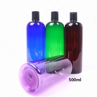 China 500Ml Cosmetic Clear Plastic Pet Bottle Shampoo And Conditioner Amber Bottles With Pop for sale