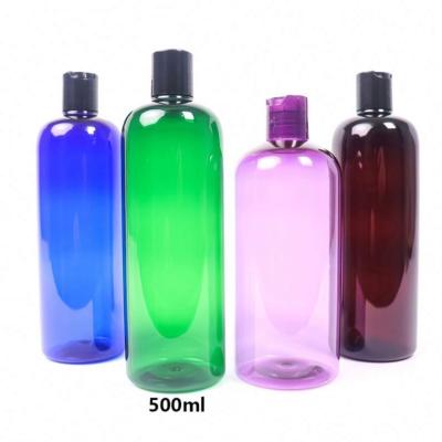 China 500ml cosmetic packaging frosted empty luxury clear flip top cap bottle bodywash container for sale