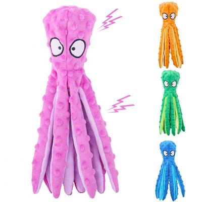 China Amazon Hot Selling Viable Interactive Octopus Dog Plush Toy Soft Stuffed Squeaky Sounder Octopus Furry Toy for sale