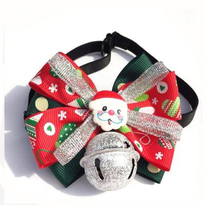 China Popular Wholesale Christmas Bell Dog Bow Collar Pet Accessories Lights Large In Stock for sale