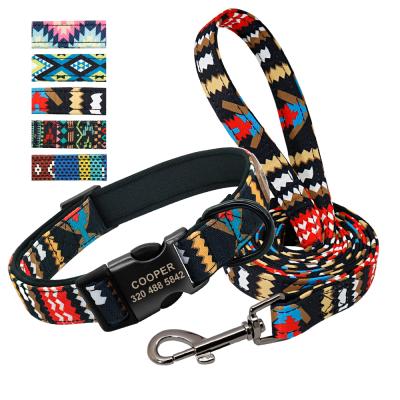 China Amazon Hot Selling Viable Running Pet Leash Assorted Dog Collars For Pet Outdoor Training Thick Sharpening Colorful Leash Collar Set for sale