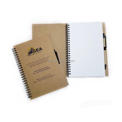 China Coil Printed Spiral Notebook with Pen, Wrapping Paper Spiral Notebook with Logo Grid Notebook Printing, for sale