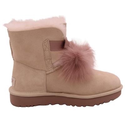 China Fashion Trend CF-36 Ankle Style Lace Up And Decorative Rabbit Fur Full Sheepskin Women Boots 2022 for sale