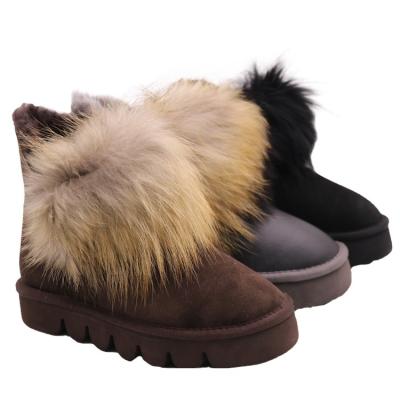 China Free Samples Fashion Trend CF-272 Colored Raccoon Fur Genuine Leather Women Snow Boots for sale