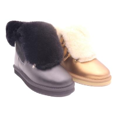 China Fashion Trend CF-084 Free Samples Lace Up Waterproof EVA Fur Boots Leather Good Quality Anti-slippery Women And Rubber Wholesale Winter for sale