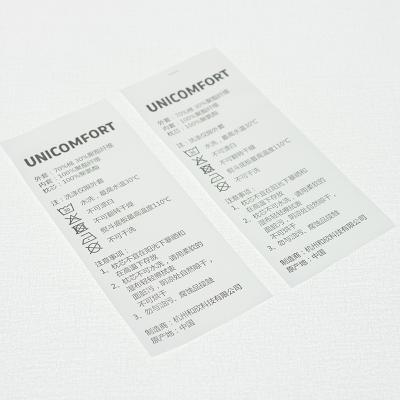 China Polyester Washable Care Label Instruction Label Custom Non Woven Washable White Clothing Printing Labels for sale