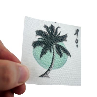 China Sustainable Wholesale OEKO-TEX CMYK Printing Cotton Fabric Label , Canvas Printing Label for sale