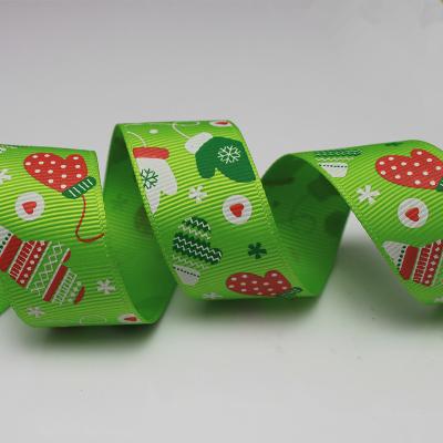 China High Tenacity Christmas Green Gift Box Wrapping Grosgrain Polyester Ribbon for sale