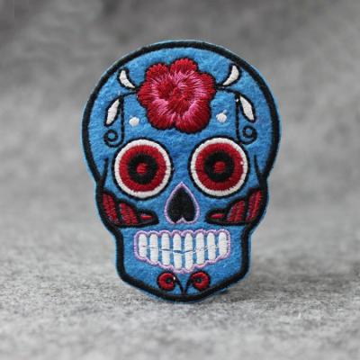 China Custom Cute 3D Spring Apparel Cute Skull Logo Embroidery Patches for sale