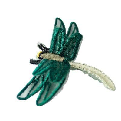 China Unique Customized 3D Color Yarn Lace Dragonfly Embroidery Patch for sale