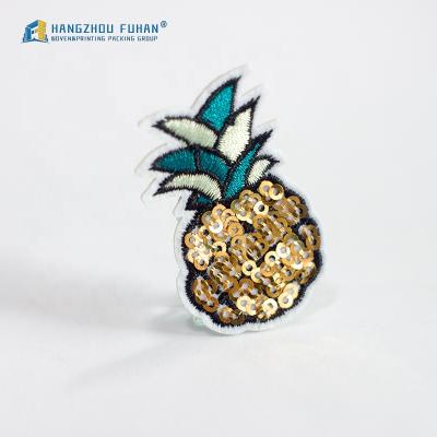 China 3D Fruit Design Gold Sequin Pineapple Embroidery Patch for sale