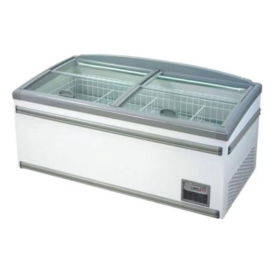 China 800 Commercial Freezer Fridge Display Island Freezer Glass Display Showcase for sale