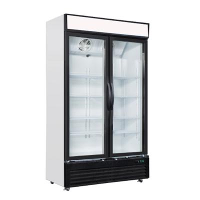 China Commercial Vertical Deep Refrigeration Air Cooling Display Freezer Single-temperature Glass Doors for sale