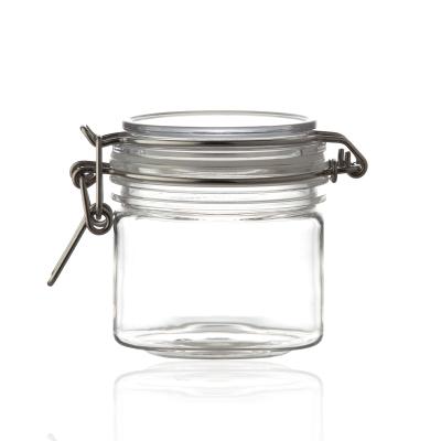 China Cosmetic Container 100ml/120ml/150ml/200ml/250ml Transparent Clip Plastic Air PET Air Tight Top Kilner Jar For Skin Care for sale