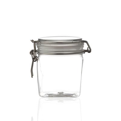 China New Design PET 500g Clear Kilner Cosmetic Jar Clip Top Box For Cosmetic Packaging for sale