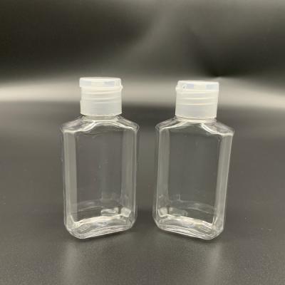 China BEAUTY PACKAGING Best Selling 60ml Clear Plastic Flat Bottle With Flip Top Cap For Hand Sanitizer for sale