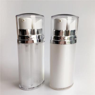 China DOUBLE SKIN CARE CREAM PUMP! ! White PP Pump Double Airless Clear Bottle Empty Airless Spray Double Airless Pump Bottle for sale