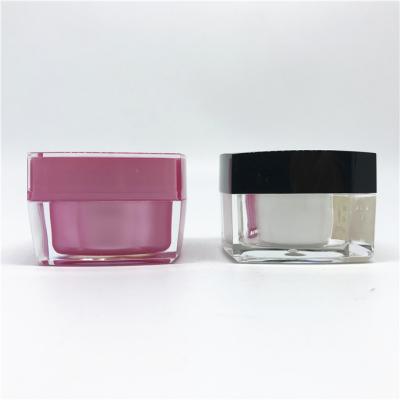 China Luxury Sample Jars 10g Empty Clear Cosmetic Skin Care Cream Square Acrylic Jar With White Lid for sale