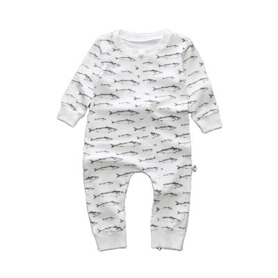 China 100% Cotton Baby Zipper Design Fashion Print Jumpsuit Long Sleeve Baby Romper for sale