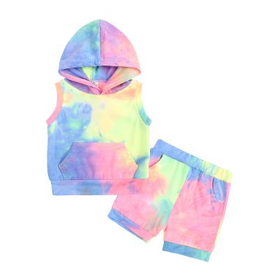 China New Arrival Anti-Static Fashion Tie Dye Two Piece Set Unisex Children Clothing Set Soft Cotton Children Clothes Set for sale