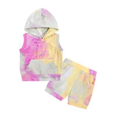 China New Arrival Anti-Static Fashion Tie Dye Two Piece Set Unisex Children Clothing Set Soft Cotton Children Clothes Set for sale