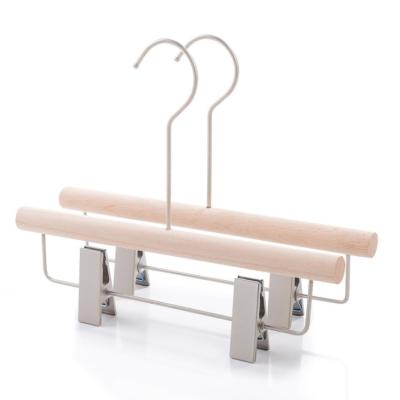 China Modern Wooden Skirt Hanger With Staples Wooden Trouser Hanger For Trousers for sale