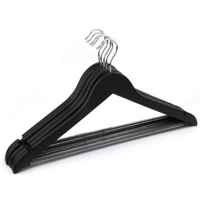 China With notches wooden hangers in black hanger with notches for sale