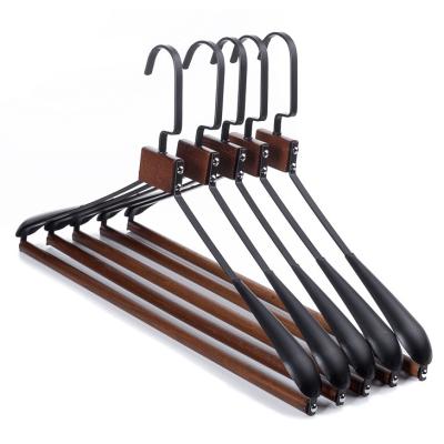 China Wide Shoulder Matte Black Coat Hanger With Wide Shoulder Adult Metal Top Coat Hangers for sale