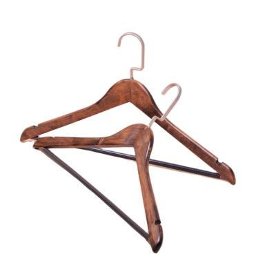 China Country Hot Selling Clothes Flat Wooden Hangers With PVC Bar Hanger Hook The Top for sale